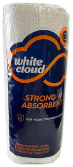 White Cloud® Strong & Absorbent 2-Ply Paper Towels, Select-A-Size Sheets. 5.9 X 11 in. sheets. 90 sheets/roll, 1 roll/pack, 24 packs/case.