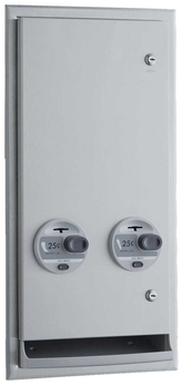 ClassicSeries® Recessed or Semi-Recessed Napkin/Tampon Vendor, 25-Cent Operation. 13-7/8 X 27-7/8 in.