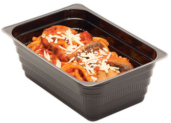 Atrium™ 8 oz. Portion Food Tray, 12.5 mil OPS, Black Color, 1,000/Case