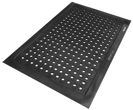 Cushion Station Anti-Fatigue Dry/Wet Indoor Floor Mat with Holes. 3.2 X 5.25 ft. Black.