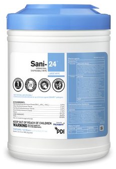Sani-24® Germicidal Disposable Wipes. 160 wipes/canister, 12 canisters/case.