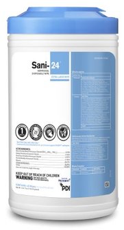 Sani-24® Surface Disinfectant Cleaner, Pre-moistened Germicidal Manual Pull Wipe, Alcohol Scent, NonSterile, 65 Wipes/Canister, 6 Canisters/Case