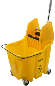 OmniFit™ Mop Bucket Combo: Down Press Wringer. 35 qt. 17.00 X 23.00 X 35.00 in. Yellow.